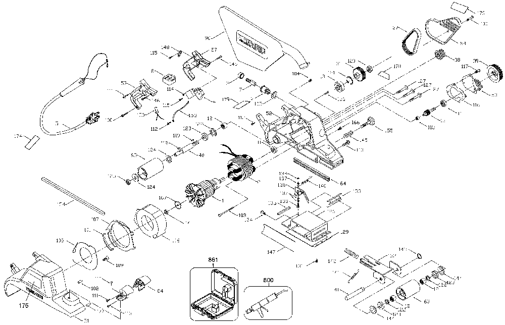 Page A Diagram and Parts List for 362V Type 11 Porter Cable Belt or Drum Sander
